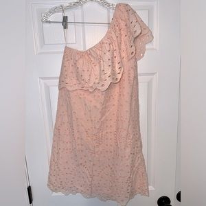 LOFT Light Pink Eyelet One Shoulder Dress size 4